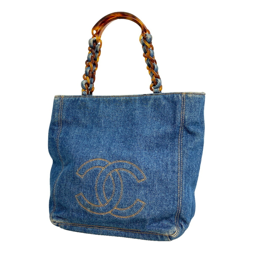 Chanel denim blue tote bag for women